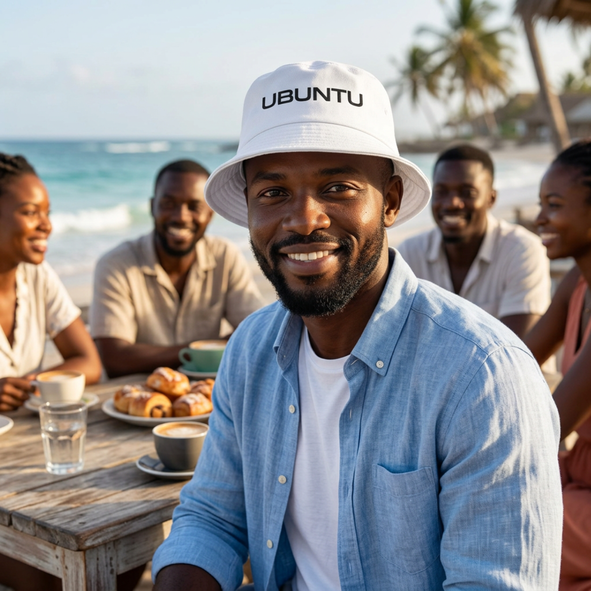 Ubuntu | Classic Unisex Cotton Bucket Hat (White)